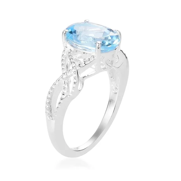 Genuine Sky Blue Topaz 💙 Ring Platinum over Sterling Silver Sz 11! - Picture 3 of 8